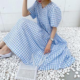 Boxy Gingham Long Dress