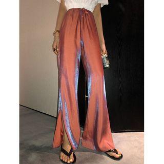 Plain Drawstring Loose-fit High-waist Wide-leg Shorts