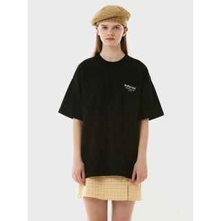Letter-printed Cotton T-shirt Black - One Size