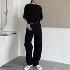 High-waist Straight-cut Jeans Black - One Size