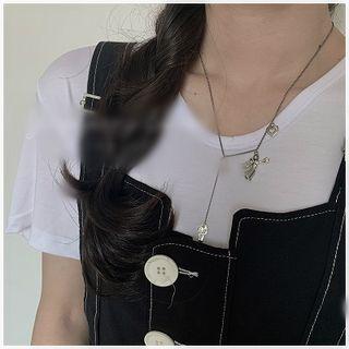 925 Sterling Silver Angel Pendant Key Lock Accent Necklace 2014 - One Size