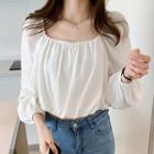 Long-sleeve Scoop-neck Blouse