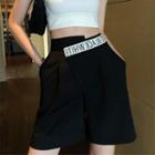 Irregular Lettering Waistband Shorts