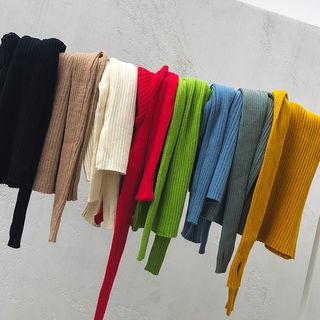 Colored Turtle-neck Slim Rib-knit Top