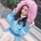 Set: Hooded Padded Jacket + Padded Skirt