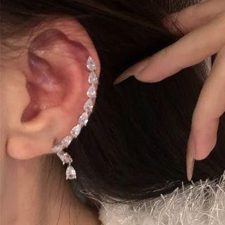 Faux Pearl Rhinestone Alloy Cuff Earring 1 Pc - Left - Silver - One Size