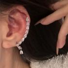 Faux Pearl Rhinestone Alloy Cuff Earring 1 Pc - Left - Silver - One Size