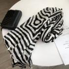 Tassel Striped Scarf Black & White - One Size