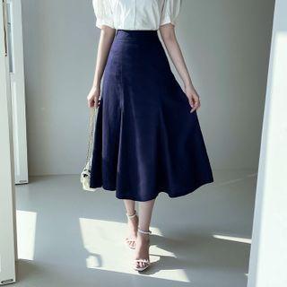Textured Long Godet Skirt