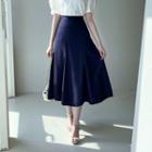 Textured Long Godet Skirt