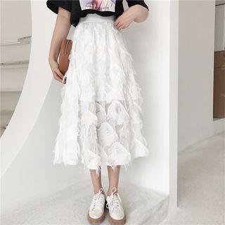 Feather Accent A-line Skirt