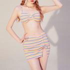 Set: Rainbow Stripe Bikini + Cover-up