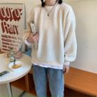 Mock Two-piece Fleece Long-sleeve Sweater