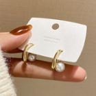 Faux Pearl Alloy Earring E4382 - 1 Pair - 925 Silver - Gold - One Size