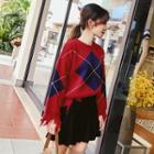 Argyle Sweater / Plaid Pleated Skirt