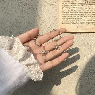 Rhinestone Moon & Star Dangle Earring White & Gold - One Size