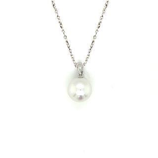 18k White Gold Dangling Pendant With South Sea Pearl One Size