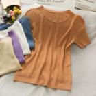 Short-sleeve Light Knit Top In 7 Colors