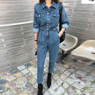 Shirtwaist Denim Jumpsuit