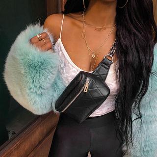 Spaghetti-strap Velour Crop Top