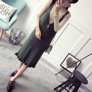 Frill Hem Knit Pinafore Dress