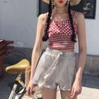 Set: Gingham Cropped Camisole Top / Pleated Shorts