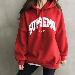 Lettering Brushed-fleece Lined Oversized Hoodie
