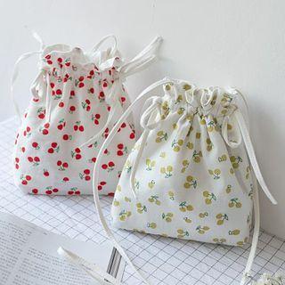 Cherry Print Drawstring Crossbody Bag