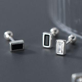 Rectangle Rhinestone Sterling Silver Earring