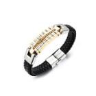 Fashionable Hip-hop Plated Gold 316l Stainless Steel Chain Leather Bracelet Golden - One Size