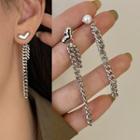 Heart Chained Alloy Fringed Earring 1 Pair - Silver - One Size