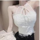 Padded Lace Camisole / High Waist Bootcut Pants