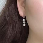 Faux Pearl Rhinestone Dangle Earring Stud Earring - 0361 - 1 Pair - Gold - One Size