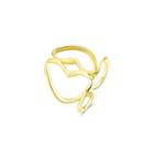 Simple And Fashion Plated Gold Line Adjustable Split Ring Golden - One Size