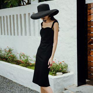 Plain Spaghetti-strap Sheath Dress