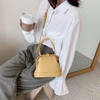 Striped Top Handle Bucket Bag