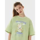 Bunny-printed Cotton T-shirt Light Green - One Size