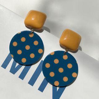 Dotted Disc Dangle Earring 1 Pair - Earrings - One Size