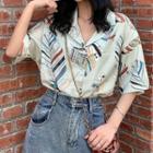 Printed Short-sleeve Shirt Light Green - One Size