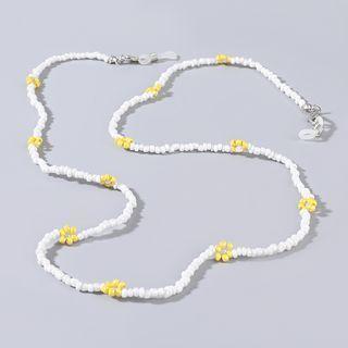Floral Bead Necklace Yellow & White - One Size