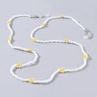 Floral Bead Necklace Yellow & White - One Size