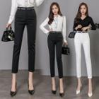 High-waist Slim Fit Plain Pants