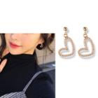 Rhinestone Heart Dangle Earring 1 Pair - Silver Needle - Gold - One Size