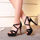 Faux Leather Patterned High-heel Sandals