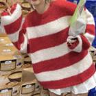 Striped Sweater Stripe - White & Red - One Size