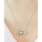 Lettering Circle-pendant Chain Necklace