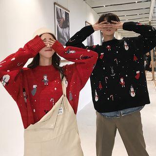 Printed Round-neck Long-sleeve Knit Top