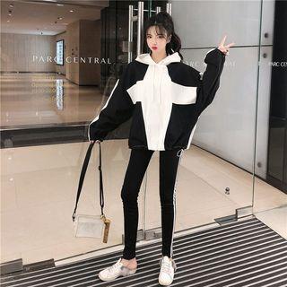 Color Block Hoodie / Contrast Trim Leggings / Set