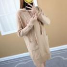 Hood Long-sleeve Rib Knitted Dress
