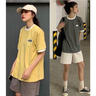 Contrast Trim Short-sleeve T-shirt / Shorts